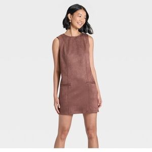 Faux Suede Mini Brown  Dress